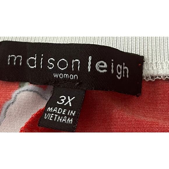 MADISON LEIGH BELOW KNEE/MIDI TUNIC DRESS, WOMENS, 3X, RED - BLUE YELLOW FLORAL - Picture 8 of 10